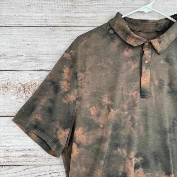 Lululemon Diamond Dye Evolution Polo Shirt Womens Large Sedona Sunset Grey - Picture 3 of 8